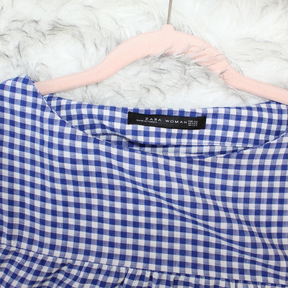 SOLD Zara Woman Gingham Bell Sleeve Dress - Picture 5 of 8